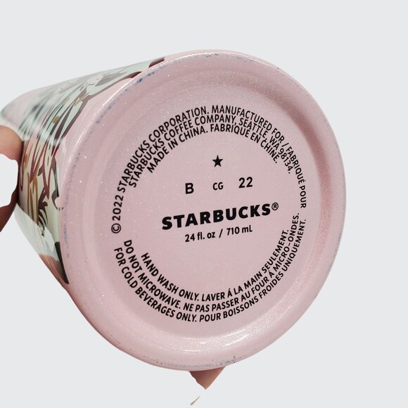 Starbucks 2022 Holiday Winter Pink Enchanted Forest Floral Stainless Tumbler - Picture 5 of 8